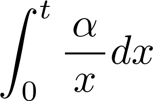 ∫_0^t α/x dx = ∞